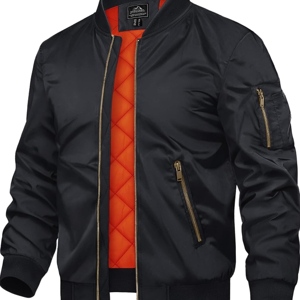 Black and Orange Bomber Jacket
